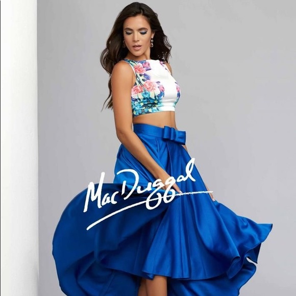 Mac Duggal flower print prom crop top - Picture 2 of 8
